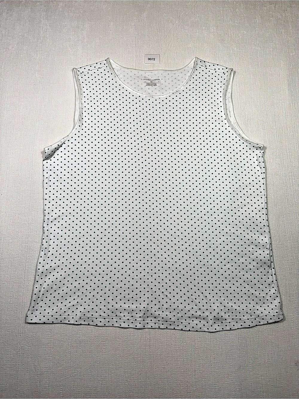 Christopher & Banks Polka Dot Cotton Tank Top White XL Like New